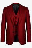 Burgundy Singel Breasted 3 Piece Men's Prom Suits
