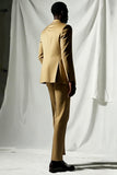 Khaki Notched Lapel Single Breasted Men's Formal Blazer