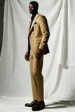 Khaki Notched Lapel Single Breasted Men's Formal Blazer