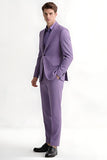 Purple Peak Lapel Slim Fit 2 Piece Men's Suits