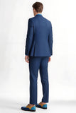 Dark Blue Notched Lapel 2 Piece Men's Prom Suits