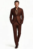 Dark Brown Notched Lapel Single Breasted Men Formal Blazer