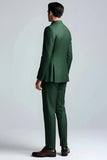 Dark Green Peak Lapel 2 Piece Slim Fit Prom Suits