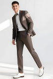 Light Coffee Peak Lapel 2 Piece Men's Suits