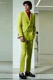Yellow Peak Lapel Double Breasted Men Formal Blazer