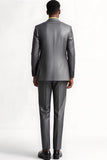 Silver Grey 2 Piece Peak Lapel Slim Fit Men Formal Suits