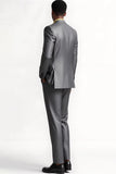 Silver Grey 2 Piece Peak Lapel Slim Fit Men Formal Suits