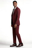 Burgundy Notched Lapel 2 Piece Slim Fit Men's Prom Suits