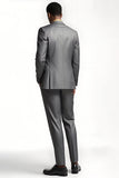Notched Lapel 2 Piece Silver Grey Formal Business Suits