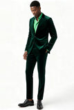 Dark Green Peak Lapel 2 Piece Single Breasted Men's Suits