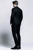 Mix Black Grid 2-Piece Slim Fit Notched Lapel Men Formal Suits