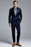 Navy Notched Lapel Single Breasted Men Formal Blazer