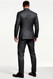 Dark Grey Striped Notched Lapel 2 Piece Single Breasted Men Suits