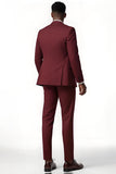 Burgundy Peak Lapel 2 Piece Single Breasted Men Suits