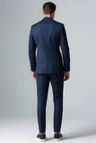 Dark Blue Slim Fit 2 Piece Single Breasted Men's Suits