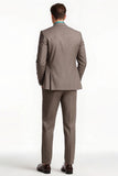Light Coffee 2 Piece Peak Lapel Men's Business Suits