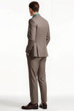 Light Coffee 2 Piece Peak Lapel Men's Business Suits