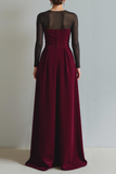 Cabernet Sheath Velvet Long Formal Dress with Sleeves
