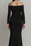 Off The Shoulder Black Sheath Formal Dress