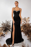 Dark Green Sweetheart Corset Sheath Long Prom Dress with Slit