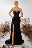 Dark Green Sweetheart Corset Sheath Long Prom Dress with Slit