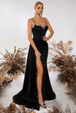 Dark Green Sweetheart Corset Sheath Long Prom Dress with Slit