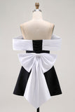 Black A-Line Off The Shoulder Short Graduation Dress with Bow