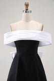 Black A-Line Off The Shoulder Short Graduation Dress with Bow