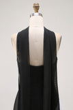 Black White A-Line Strapless Formal Dress With Halter Scarf