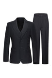Black Peak Lapel Single Breasted 3 Piece Men's Suits