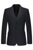 Black Peak Lapel Single Breasted 3 Piece Men's Suits