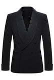 Double Breasted Black Shawl Lapel 2 Piece Men's Suits