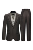 3 Piece Notched Lapel One Button Coffee Men's Suits