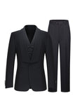 Black One Button Shawl Lapel 3 Piece Men's Suits