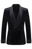 Shawl Lapel 2 Piece Black Velvet Men's Suits