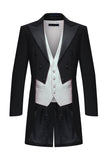 Black Peak Lapel Double Breasted Men's 3 Piece Tuxedo