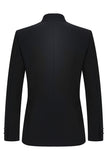 2 Piece Single Breasted Black Slim Fit Men's Mandarin Collar Suit
