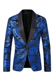 Green Shawl Lapel One Button Jacquard Men's Prom Blazer