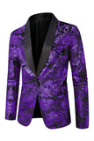 Green Shawl Lapel One Button Jacquard Men's Prom Blazer