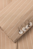 Beige Striped 3 Piece Notched Lapel Men's Suits