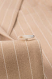 Beige Striped 3 Piece Notched Lapel Men's Suits