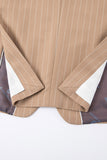 Beige Striped 3 Piece Notched Lapel Men's Suits