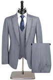 Beige Striped 3 Piece Notched Lapel Men's Suits