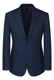 3 Piece Notched Lapel One Button Men's Navy Suits