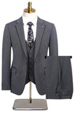 Taupe 3 Piece Slim Fit Notched Lapel One Button Men's Formal Suits
