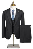 Peacock Blue Peak Lapel One Button 3 Piece Men's Suits