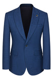 Peacock Blue Peak Lapel One Button 3 Piece Men's Suits