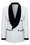 2 Piece Shawl Lapel Double Breasted White Men's Wedding Suits