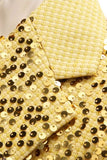 Sparkly Golden Notched Lapel Sequins 2 Piece Prom Suits