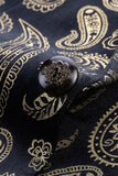 Men's Black Golden Notched Lapel Printed Blazer